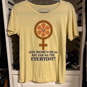 NWOT “RARE”  SUGARHIGH LOVESTONED Yellow Graphic Tee with Empowering Message: